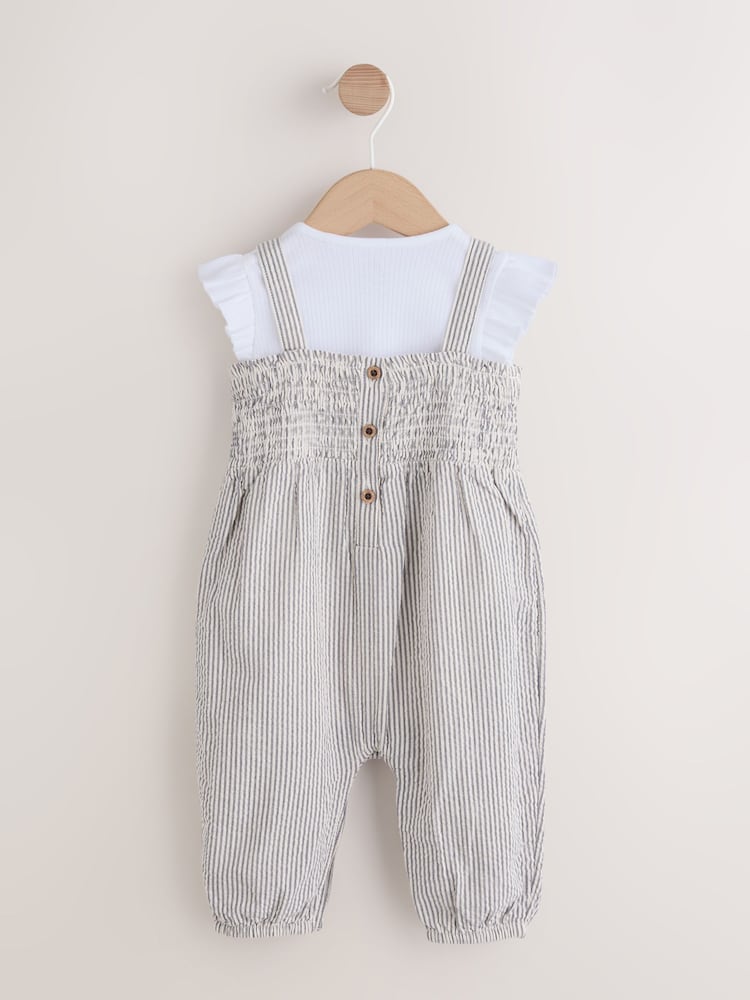 Black/White Stripe Baby Dungarees and Bodysuit Set 2 Piece (0mths-2yrs)