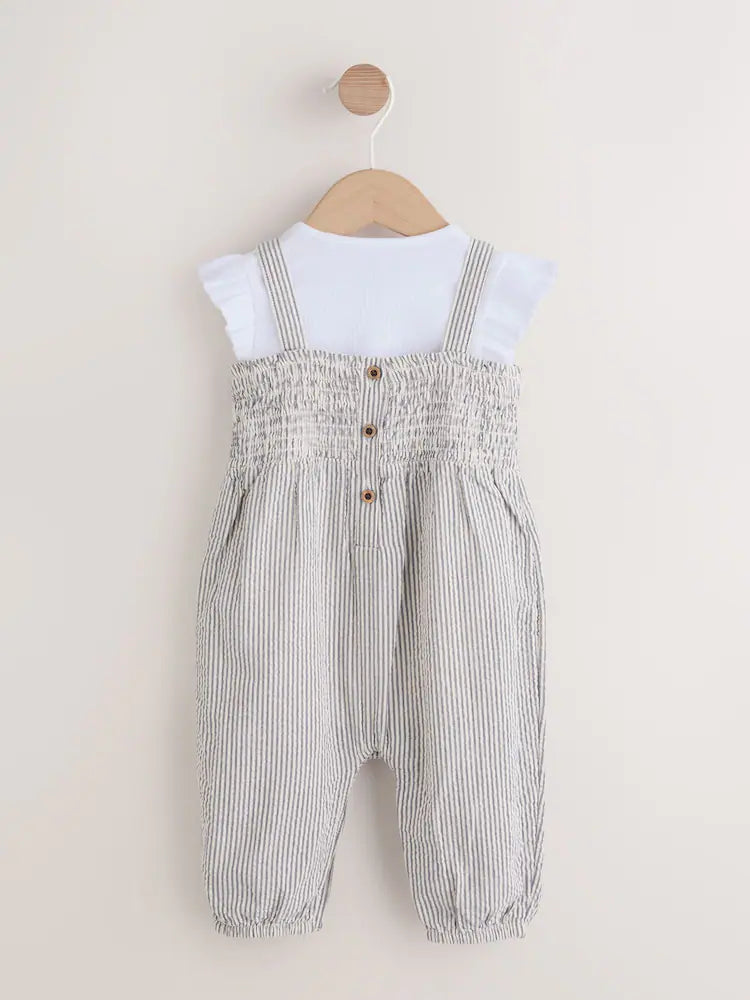 Black/White Stripe Baby Dungarees and Bodysuit Set 2 Piece (0mths-2yrs)