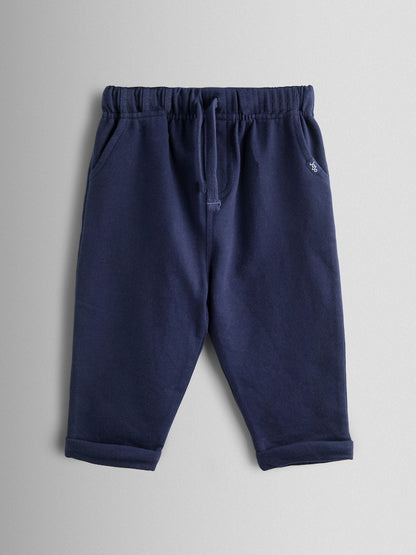 JoJo Maman Bébé Navy Blue 2-Pack Stripe &amp; Plain Joggers - Size 6-12 Months (68-80cm)