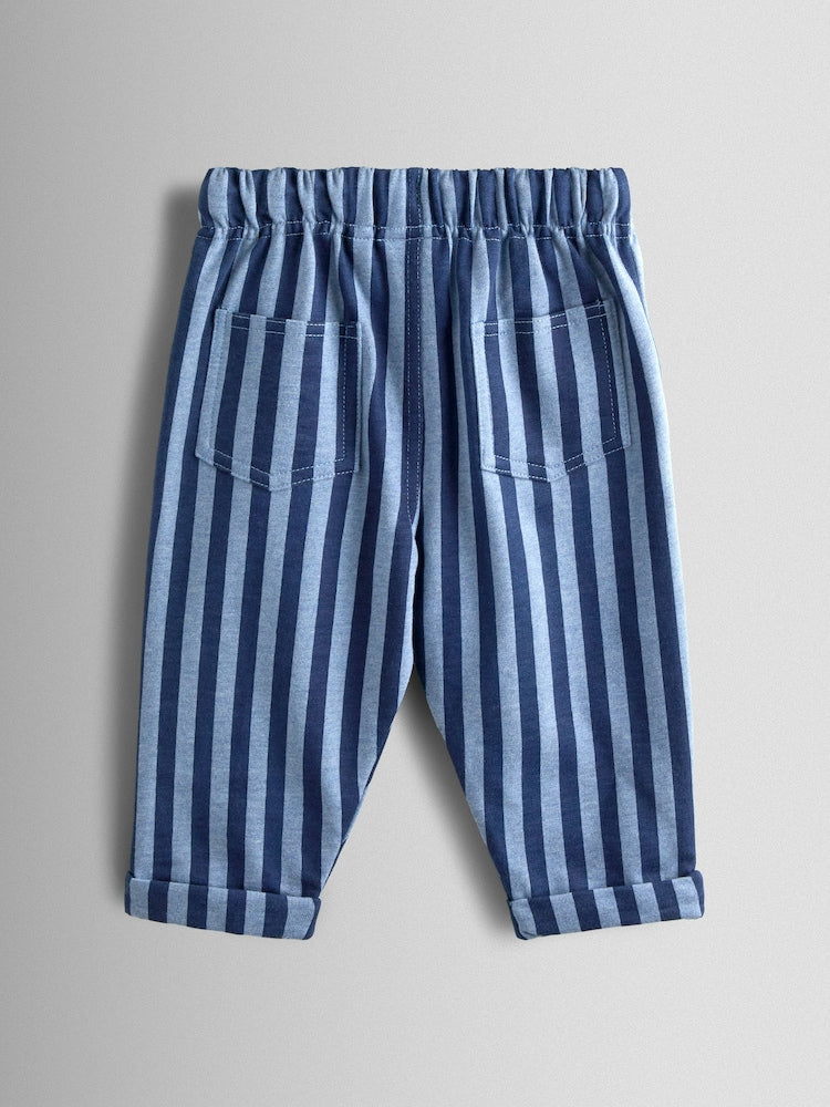 JoJo Maman Bébé Navy Blue 2-Pack Stripe &amp; Plain Joggers - Size 6-12 Months (68-80cm)