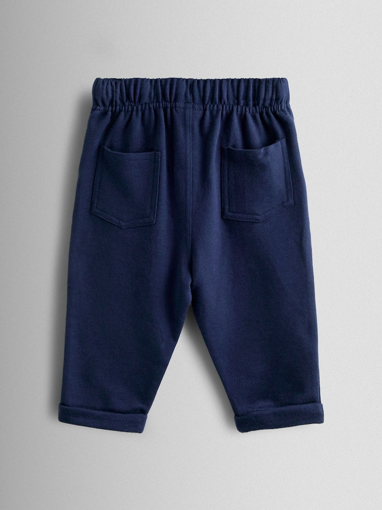 JoJo Maman Bébé Navy Blue 2-Pack Stripe &amp; Plain Joggers - Size 6-12 Months (68-80cm)