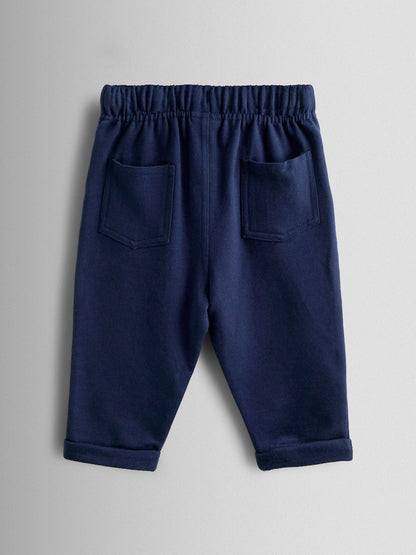 JoJo Maman Bébé Navy Blue 2-Pack Stripe &amp; Plain Joggers - Size 6-12 Months (68-80cm)