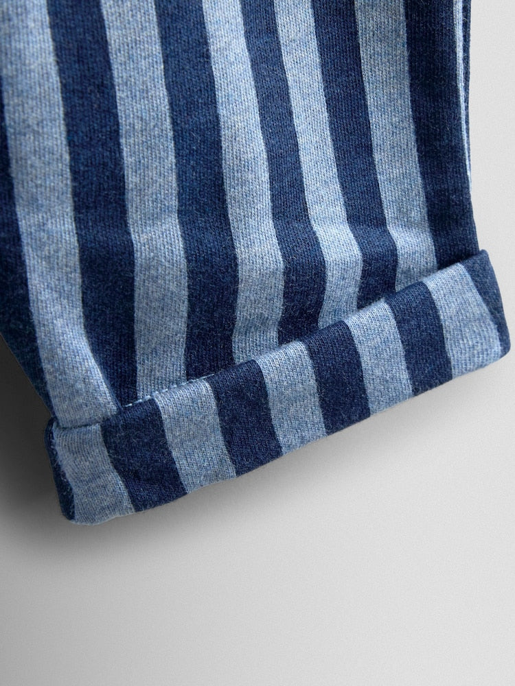 JoJo Maman Bébé Navy Blue 2-Pack Stripe &amp; Plain Joggers - Size 6-12 Months (68-80cm)