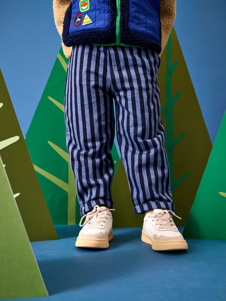 JoJo Maman Bébé Navy Blue 2-Pack Stripe &amp; Plain Joggers - Size 6-12 Months (68-80cm)