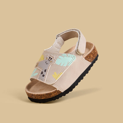 Giraffe Applique Sandals with Hook and Loop Closure