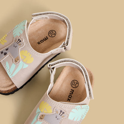 Giraffe Applique Sandals with Hook and Loop Closure