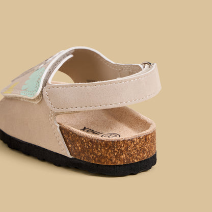 Giraffe Applique Sandals with Hook and Loop Closure