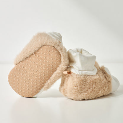Faux Fur Textured Booties with Ear Applique