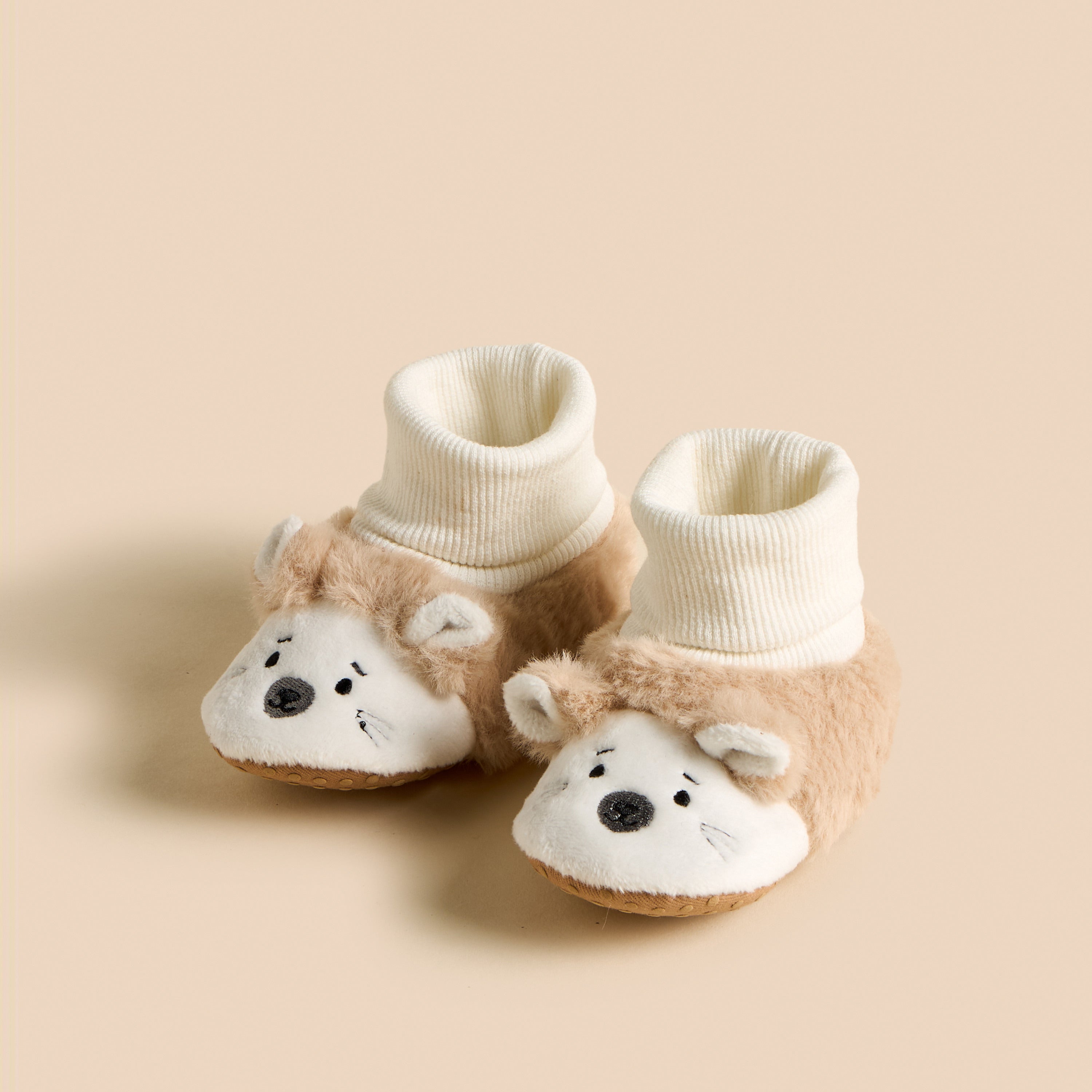 Faux Fur Textured Booties with Ear Applique