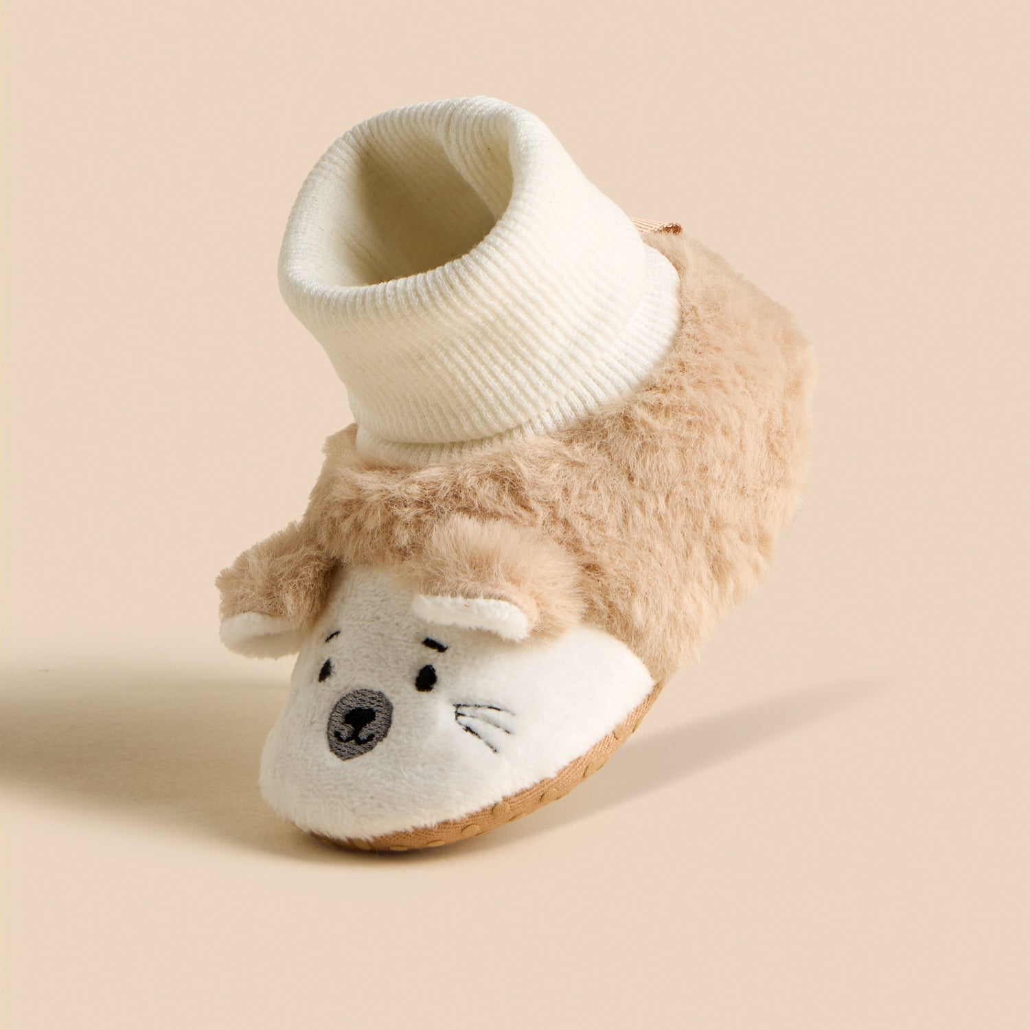 Faux Fur Textured Booties with Ear Applique