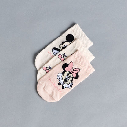 Pack of 3 - Mickey and Minnie Anti-Skid Ankle Length Socks