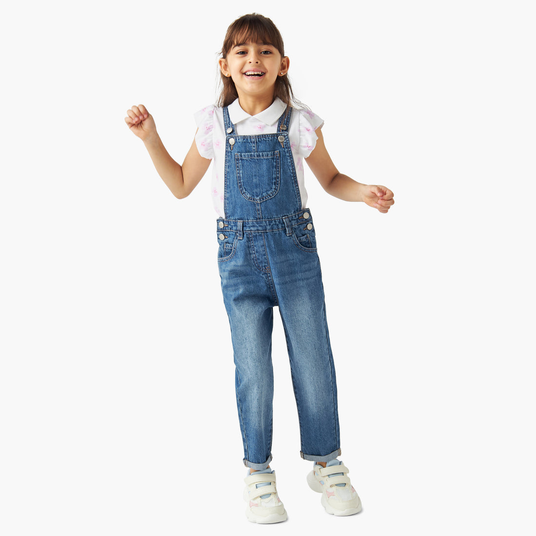 Juniors Solid Dungarees with Pockets - Blue / 4-5 yrs