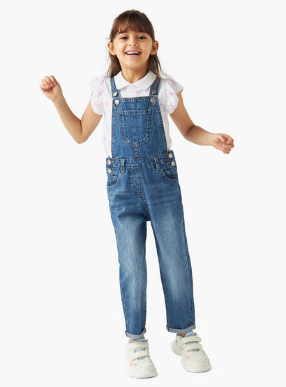 Juniors Solid Dungarees with Pockets-girls-clothing-dressesandjumpsuits-image-1