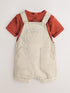 Baker by Ted Baker Stone and Rust Red Dungarees T-Shirt Set