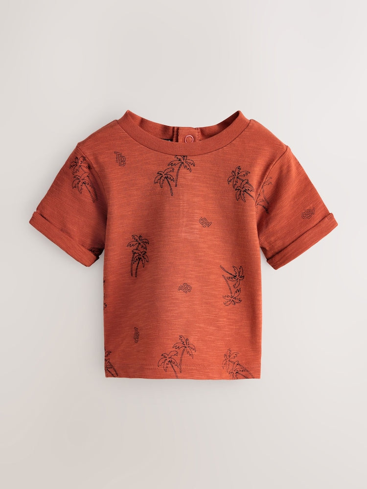 Baker by Ted Baker Stone and Rust Red Dungarees T-Shirt Set