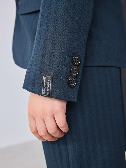 Baker by Ted Baker Navy Seersucker Textured Suit Jacket and Shorts Set