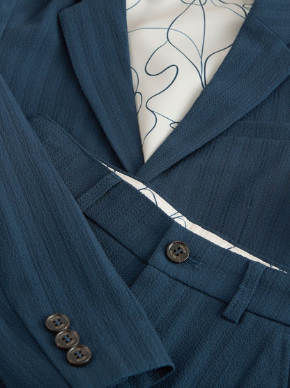 Baker by Ted Baker Navy Seersucker Textured Suit Jacket and Shorts Set
