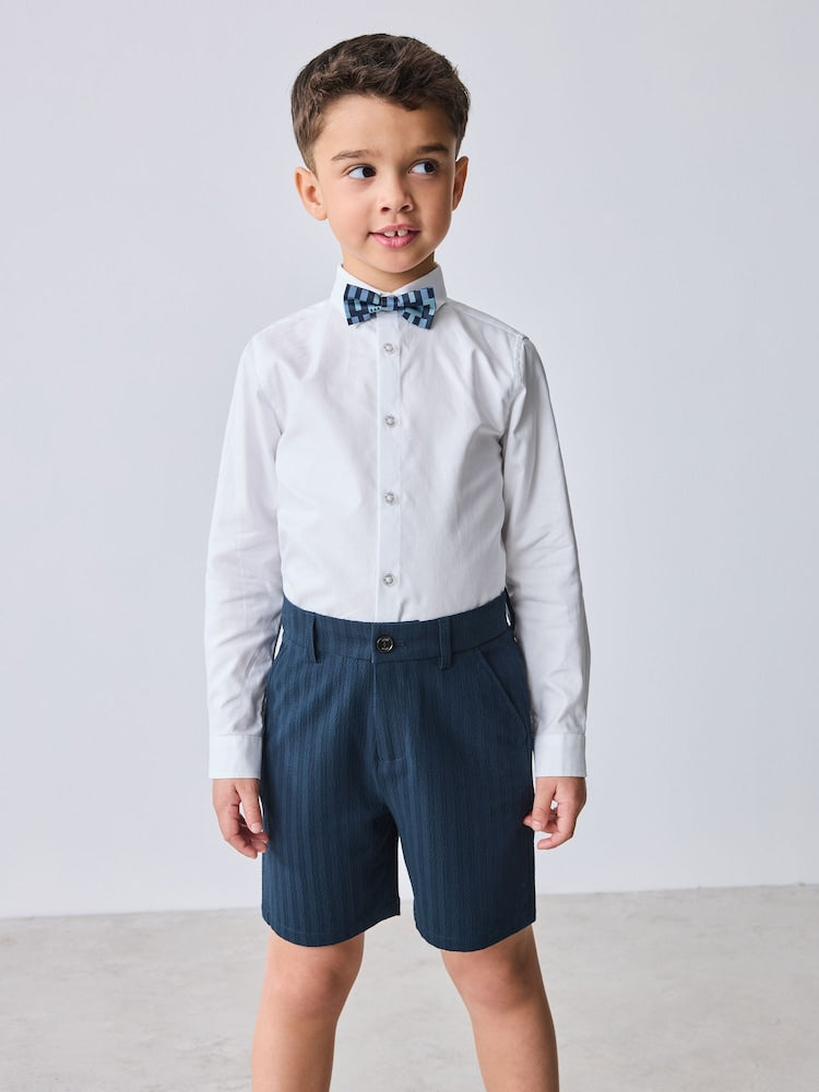 Baker by Ted Baker Navy Seersucker Textured Suit Jacket and Shorts Set