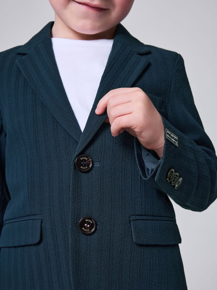 Baker by Ted Baker Navy Seersucker Textured Suit Jacket and Shorts Set