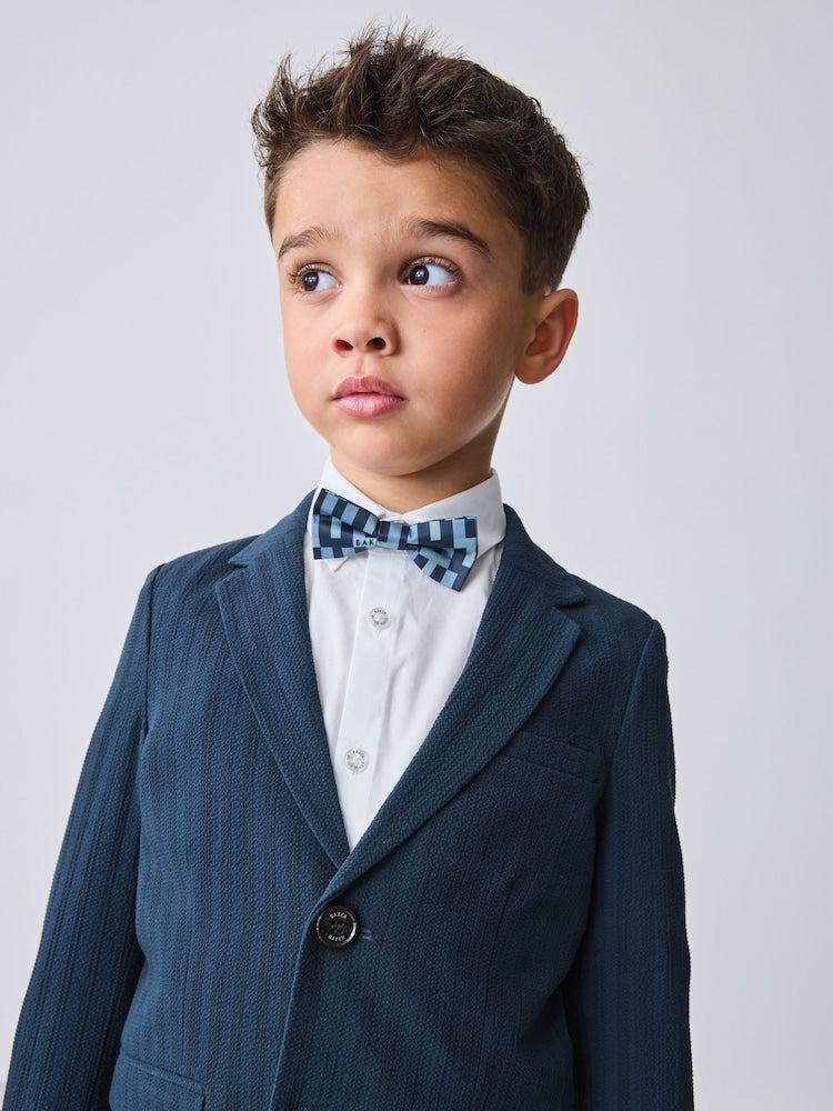 Baker by Ted Baker Navy Seersucker Textured Suit Jacket and Shorts Set