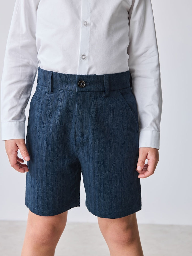 Baker by Ted Baker Navy Seersucker Textured Suit Jacket and Shorts Set