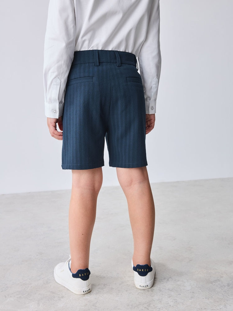 Baker by Ted Baker Navy Seersucker Textured Suit Jacket and Shorts Set