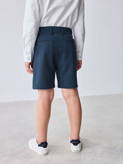 Baker by Ted Baker Navy Seersucker Textured Suit Jacket and Shorts Set