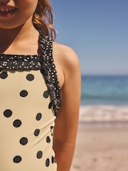 Yellow/Black Polka Dot Ruffle Swimsuit (3-16yrs) - Size 3 Years (98cm)