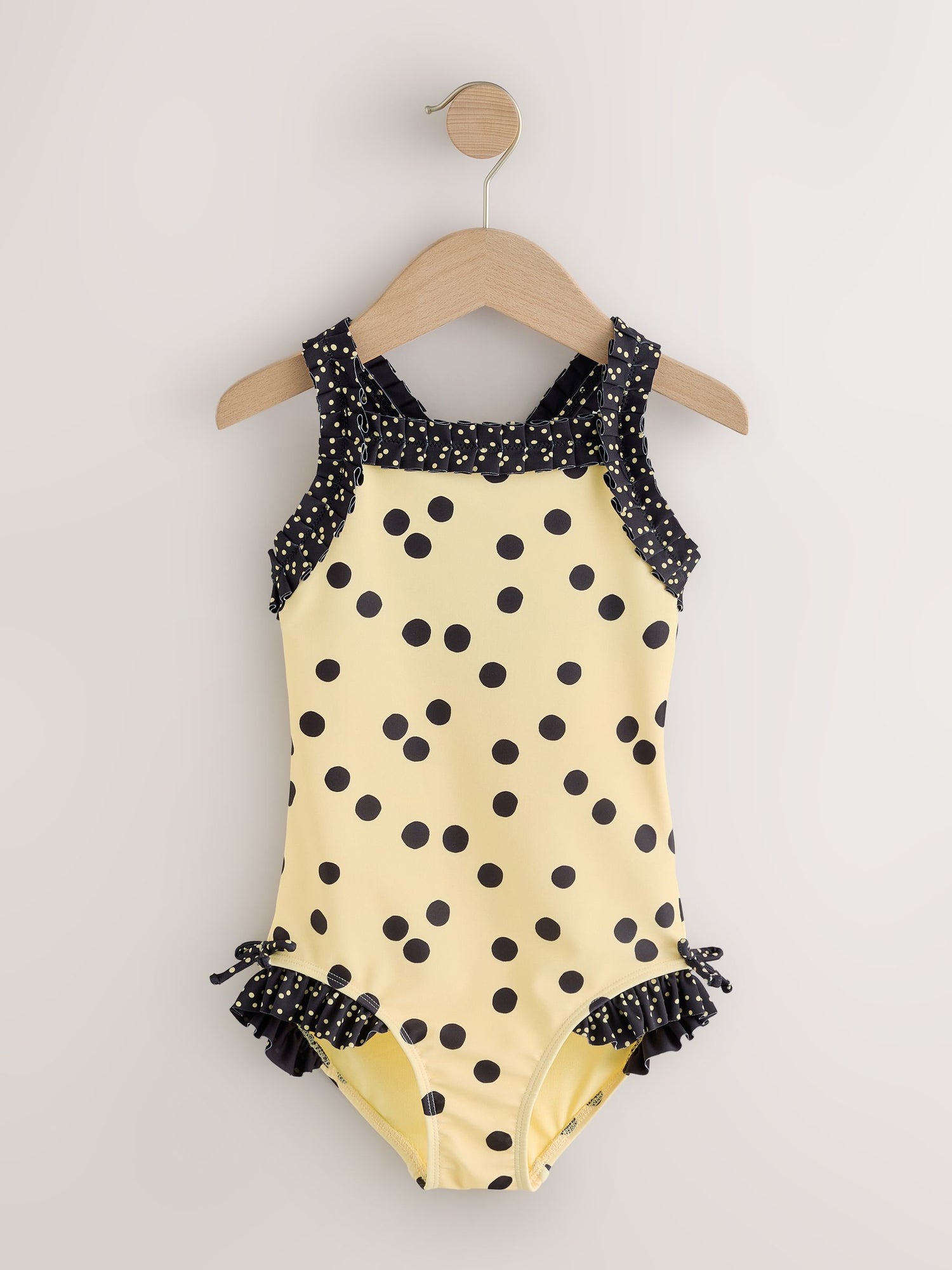 Yellow/Black Polka Dot Ruffle Swimsuit (3-16yrs) - Size 3 Years (98cm)