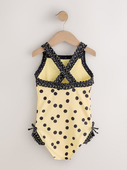 Yellow/Black Polka Dot Ruffle Swimsuit (3-16yrs) - Size 3 Years (98cm)