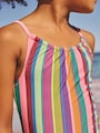 Multi Rainbow Stripe Strappy Ruched Swimsuit (3-16yrs) - Size 3 Years (98cm)