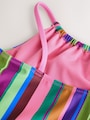 Multi Rainbow Stripe Strappy Ruched Swimsuit (3-16yrs) - Size 3 Years (98cm)
