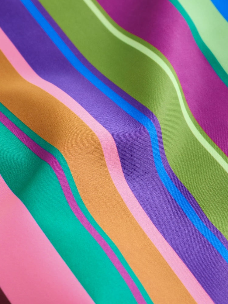 Multi Rainbow Stripe Strappy Ruched Swimsuit (3-16yrs) - Size 3 Years (98cm)