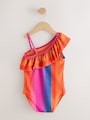 Multi Glitter Stripe One Shoulder Swimsuit (3-16yrs) - Size 3 Years (98cm)