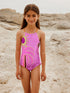 Purple Palm Applique Strappy Ruched Swimsuit (3-16yrs) - Size 3 Years (98cm) - Purple Palm Applique