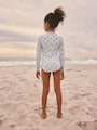 Blue/White Floral Polka Dot Long Sleeve Sunsafe Swimsuit (3mths-16yrs) - Size 3 Years (98cm)