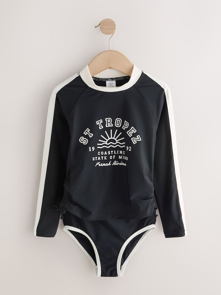 Black/White Graphic Sunsafe Suit (3-16yrs) - Size 3 Years (98cm)