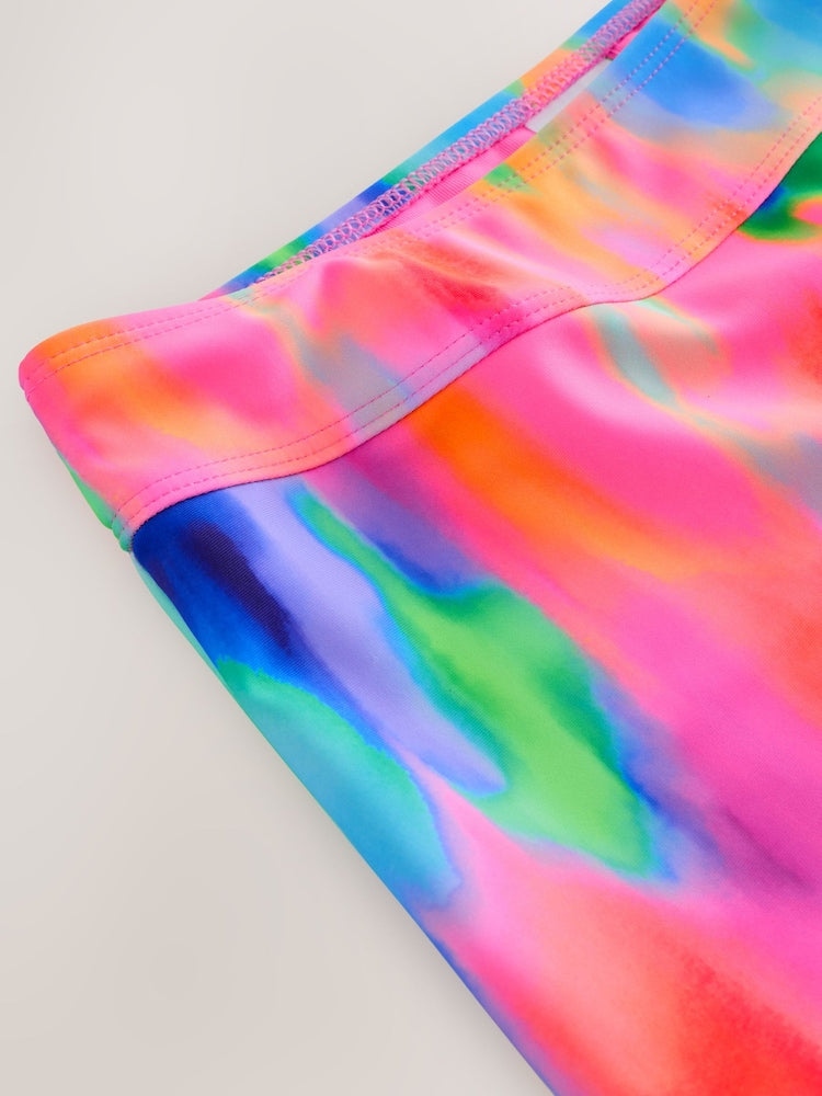 Rainbow Tie Dye Sunsafe Rash Vest And Shorts Swim Set (3-16yrs)