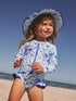 Blue Palm Sunsafe Long Sleeve Swimsuit (3mths-7yrs) - Blue Palm / 12-18 Months (80-86cm)