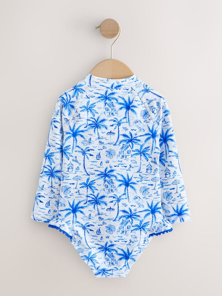 Blue Palm Sunsafe Long Sleeve Swimsuit (3mths-7yrs)