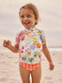 Orange Picnic Scene Short Sleeved Sunsafe Swim Set (3mths-10yrs) - Orange Picnic Scene / 12-18 Months (80-86cm)