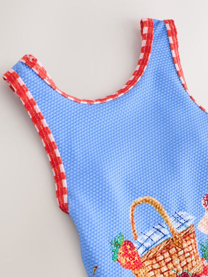 Red/Blue Gingham Picnic Frill Leg Swimsuit (3mths-10yrs)