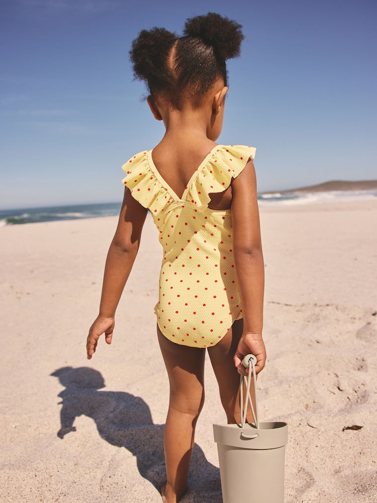 Yellow Apple Polka Dot Frill Swimsuit (3mths-7yrs) - Size 3-6 Months (62-68cm)