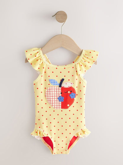 Yellow Apple Polka Dot Frill Swimsuit (3mths-7yrs) - Size 3-6 Months (62-68cm)