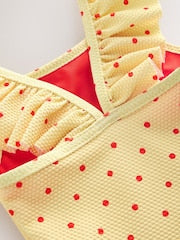 Yellow Apple Polka Dot Frill Swimsuit (3mths-7yrs) - Size 3-6 Months (62-68cm)