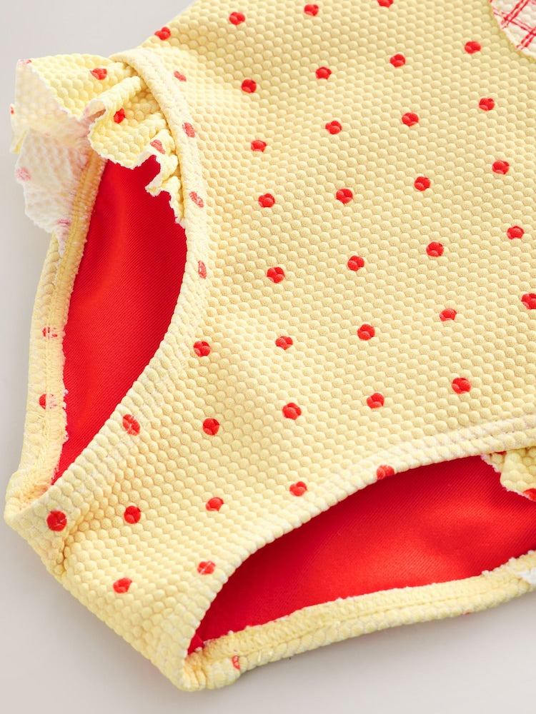 Yellow Apple Polka Dot Frill Swimsuit (3mths-7yrs) - Size 3-6 Months (62-68cm)