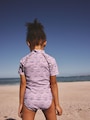 Lilac Purple Ditsy Floral Short Sleeved Sunsafe Swim Set (3mths-10yrs) - Size 3-6 Months (62-68cm)
