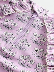 Lilac Purple Ditsy Floral Short Sleeved Sunsafe Swim Set (3mths-10yrs) - Size 3-6 Months (62-68cm)