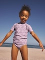 Lilac Purple Ditsy Floral Short Sleeved Sunsafe Swim Set (3mths-10yrs) - Size 3-6 Months (62-68cm)