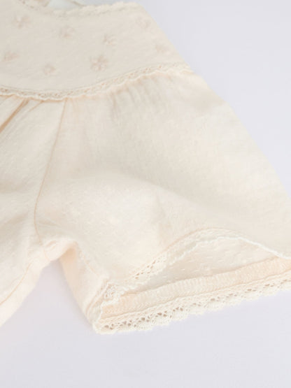 White Woven Baby Top and Shorts 2 Piece Set (0mths-2yrs)